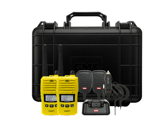 GME TX6165YTP 5/1 WATT UHF CB HANDHELD RADIO INCLUDING ACCESSORIES - TWIN PACK (YELLOW)