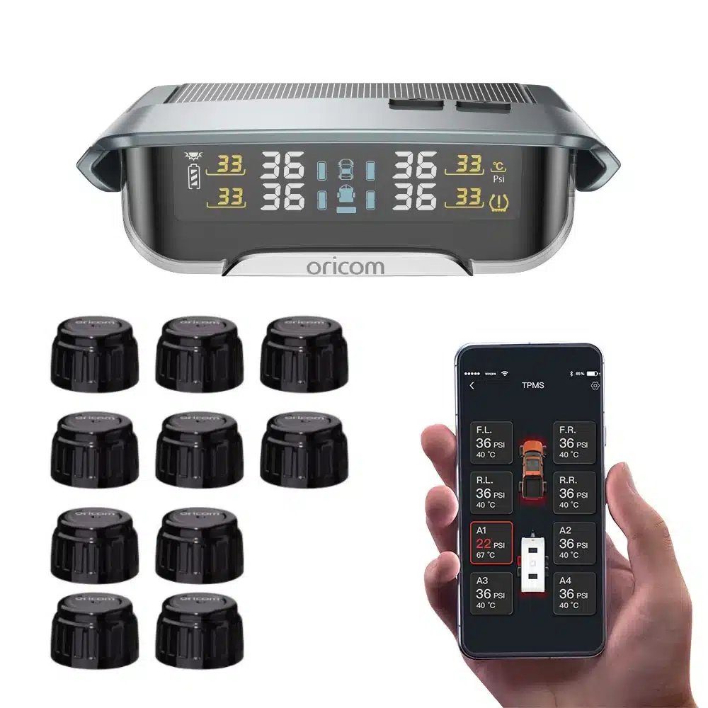ORICOM TPMS10-10E Tyre Pressure Monitoring System Incl. 10 External Sensors with APP Control Settings